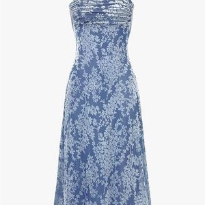 Chic Spaghetti Strap Blue Floral Dress